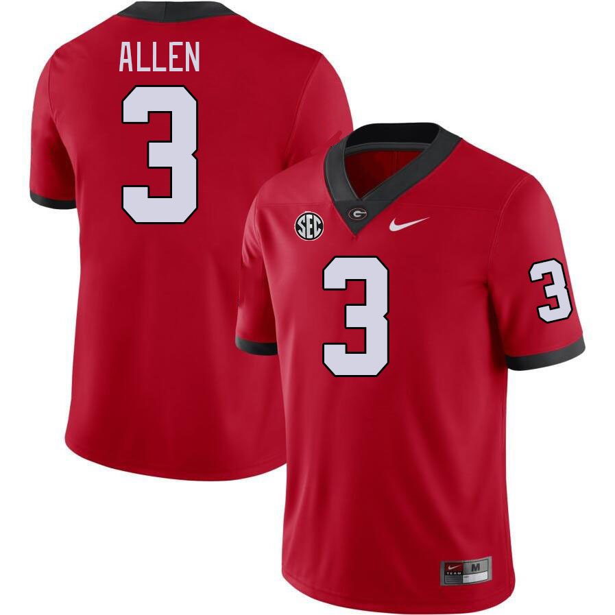 Men #3 CJ Allen Georgia Bulldogs College Football Jerseys Stitched-Red